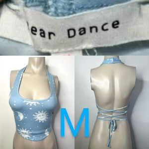 🆕Baby Blue & White Sun & Moon Halter Top~Size M
